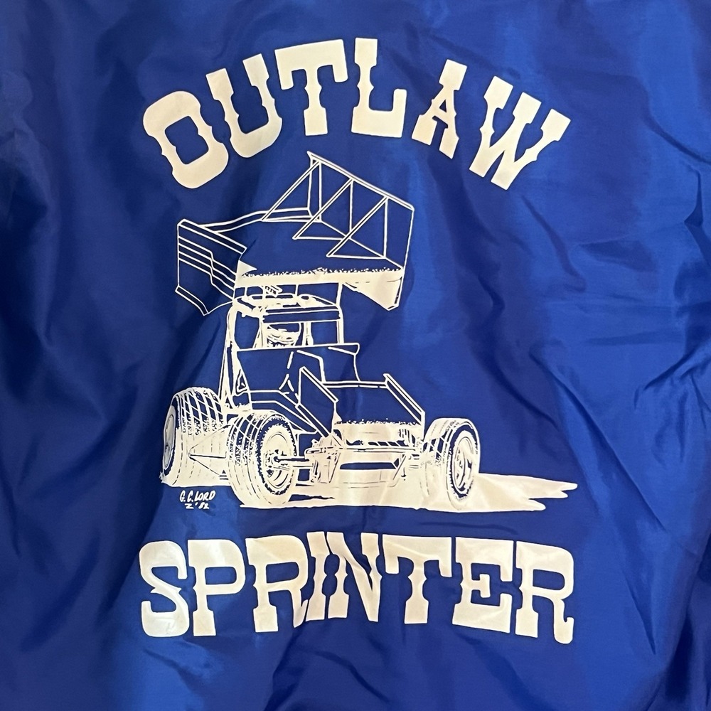 Vintage Racing Jacket Outlaw Sprinter Bomber Mens XL Blue Sprint Car Nylon - Picture 4 of 6